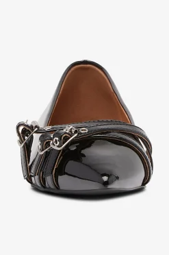 Bianco Ballerina Biabari Pointy Flat Buckle Faux Leather