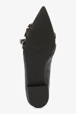 Bianco Ballerina Biabari Pointy Flat Buckle Faux Leather