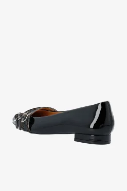 Bianco Ballerina Biabari Pointy Flat Buckle Faux Leather
