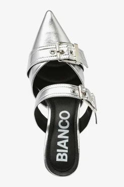 Bianco Sandaletter biaGlam Mule Double Buckle Metallic PU