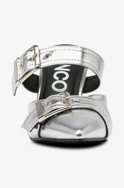 Bianco Sandaletter biaGlam Mule Double Buckle Metallic PU