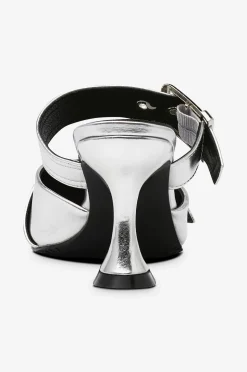 Bianco Sandaletter biaGlam Mule Double Buckle Metallic PU