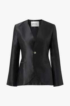 By Malina Blazer Nori Fitted Heavy Satin Blazer
