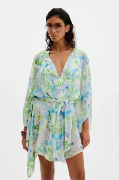 By Malina Kaftan Ace Tie Front Mini Kaftan