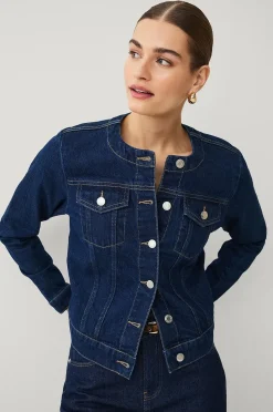 Ellos Collection Jeansjacka med rundad hals