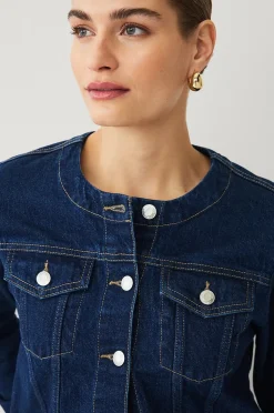 Ellos Collection Jeansjacka med rundad hals