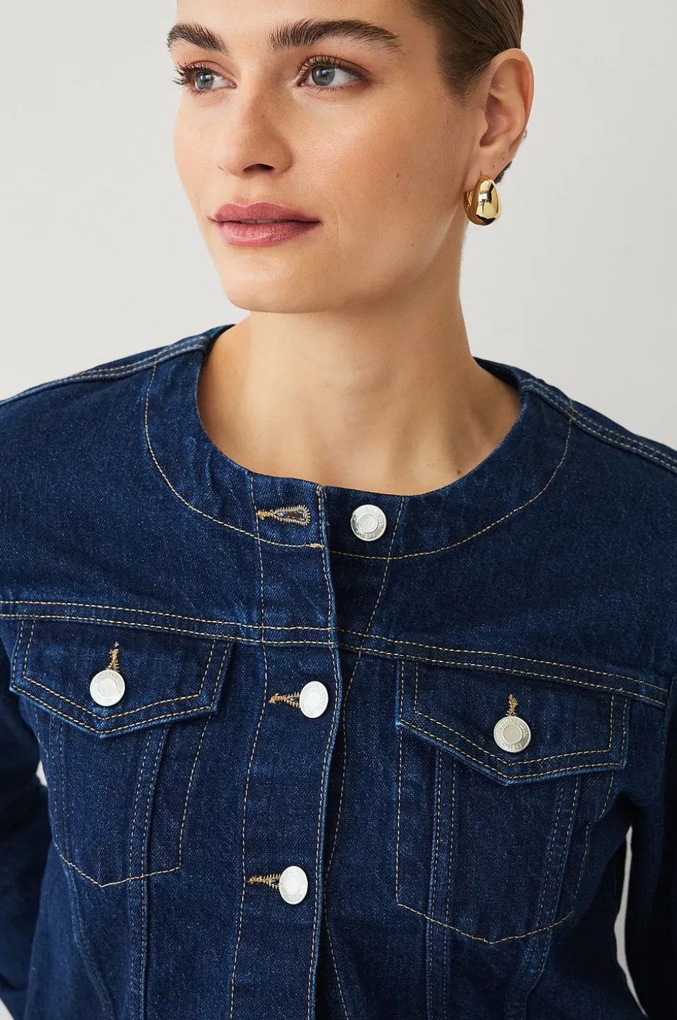 Ellos Collection Jeansjacka med rundad hals