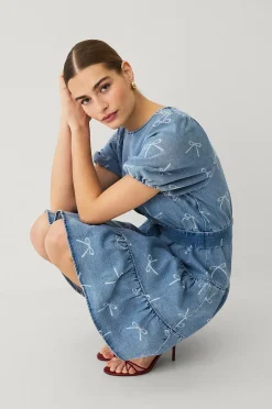 Ellos Collection Jeansklänning med korta puffärmar