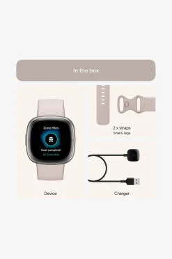 Fitbit Sense 2, Lunar White/Platinum