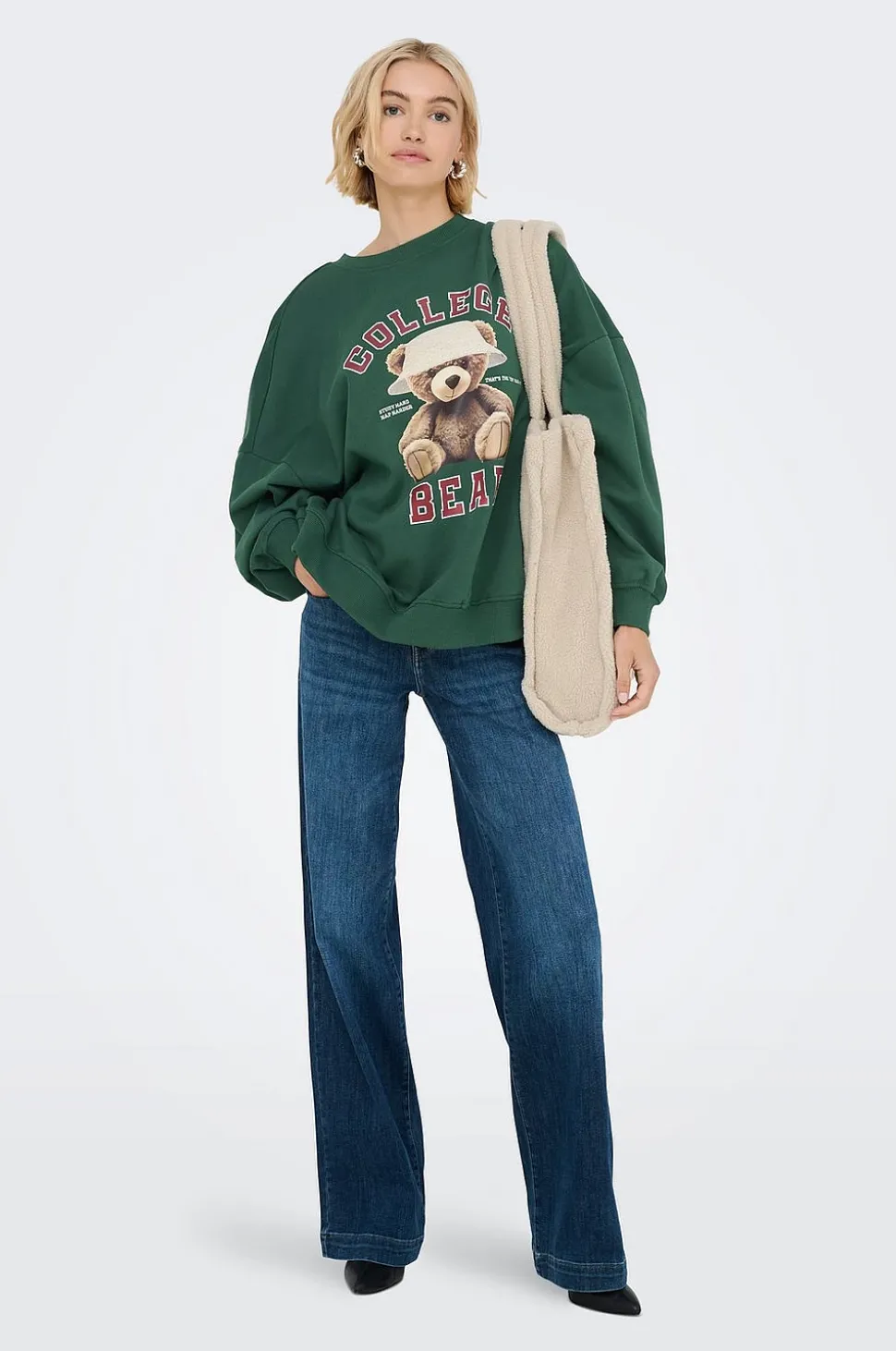 Only Sweatshirt onlBila L/s Bear O-neck