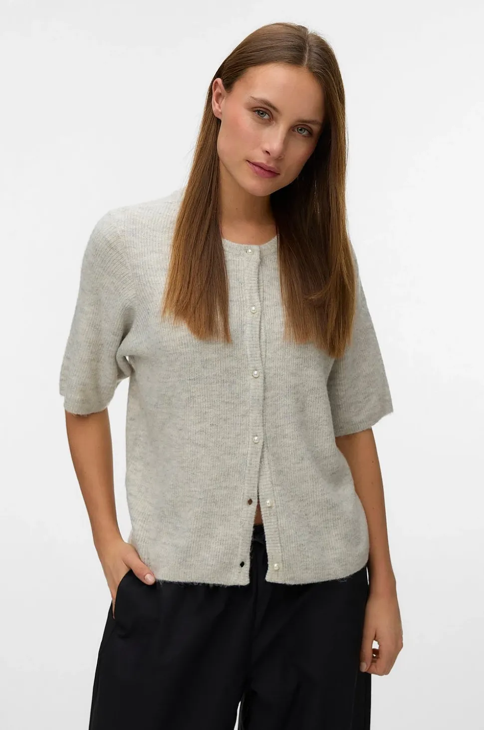 Vero Moda Cardigan vmLefile 2/4 O-neck Pearl Cardigan