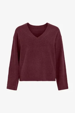 Vila Tröja Viliga L/S Rev V-Neck Knit Top - No