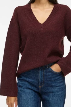 Vila Tröja Viliga L/S Rev V-Neck Knit Top - No